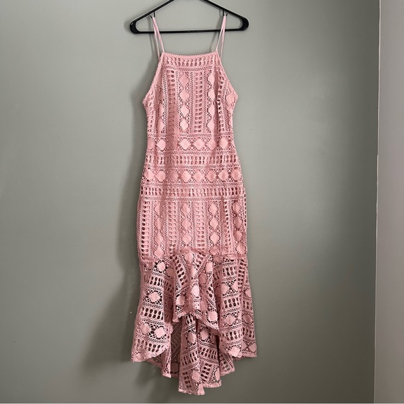 Girl in Mind Dresses & Skirts - NWT - Girl in Mind - Blush Crochet Lace Fishtail Midi Dress - US 6